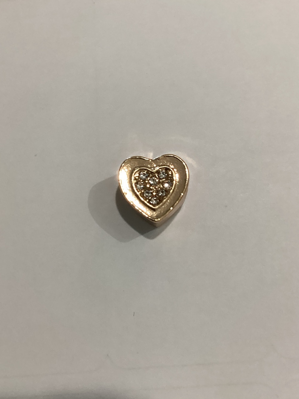 Gold Heart Charm with Crystal Accent - Women Jewelry